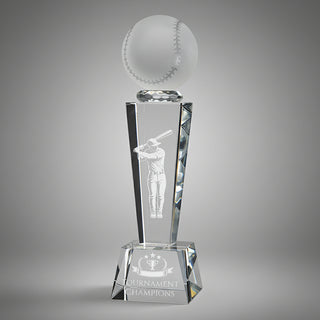 Baseball Vapour Glass Award with Custom Engraving