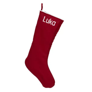 Solid Colour Christmas Stockings with Embroidered Name