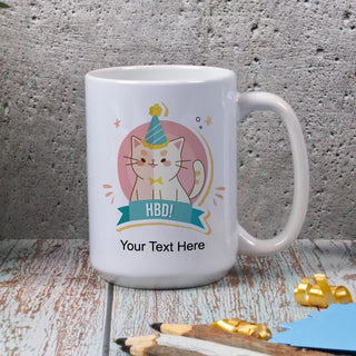 Tasse d'anniversaire de chat personnalisée 15 oz