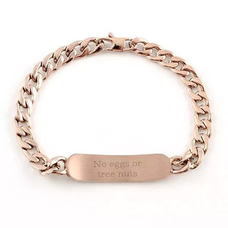 Bracelet personnalisé en or rose pour femme avec gravure médicale