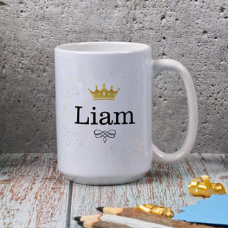 Tasse avec nom personnalisé et couronne 15 oz