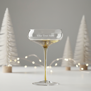 Personalized Christmas Amber Cocktail Coupe Glass 150ml/5oz – Engraved Crystal Holiday Glassware Set
