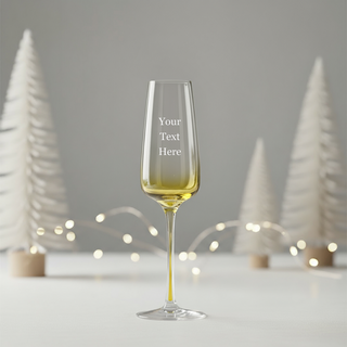 Personalized Christmas Amber Flute Glass 200ml/7oz – Engraved Crystal Champagne Glass Set