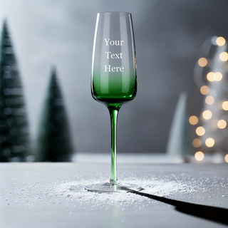 Personalized Christmas Emerald Flute Glass 200ml/7oz – Engraved Crystal Champagne Glass
