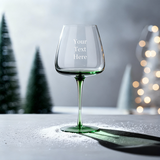 Personalized Christmas Emerald Wine Glass 540ml/18oz – Custom Engraved Crystal Stemware