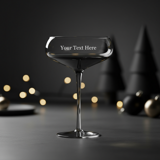 Personalized Christmas Onyx Cocktail Coupe 150ml/5oz – Custom Engraved Crystal Glass