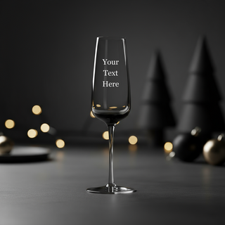 Personalized Christmas Onyx Flute Glass 200ml/7oz – Custom Engraved Crystal Champagne Glass