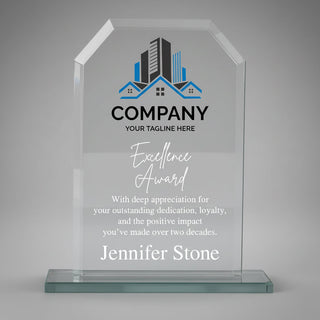 Logo Printed Modern Silhouette Glass Award Things Engraved