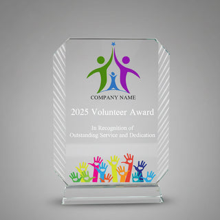 Logo Printed Unique Shape Glass Award Things Engraved