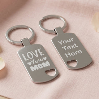 Love you Mom Dog Tag Keychain Things Engraved