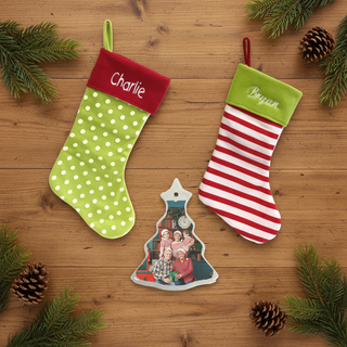 2 Stockings + 1 Photo Ornament Bundle Things Engraved
