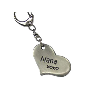 Nana Hugs Heart Pewter Keychain