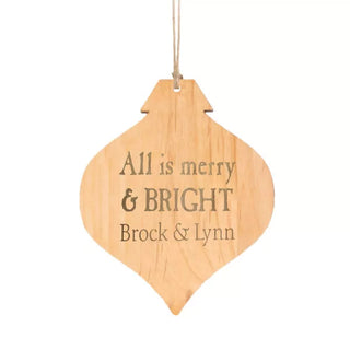 Natural Wood Ornament Custom Engraved