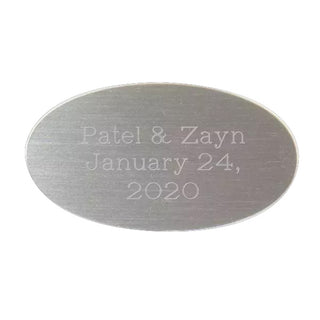 Oval Pewter Tone Plate 1 3/8 X 2 1/2 With Custom Engraving