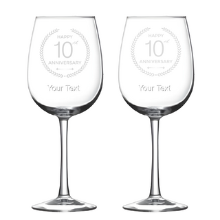 10th Anniversary Wine Glasses 16 oz | Set of 2