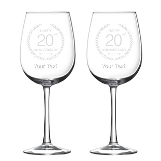 20th Anniversary Wine Glasses 16 oz | Set of 2