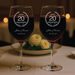 20th Anniversary Wine Glasses 16 oz | Set of 2
