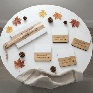 Personalized Thanksgiving Marble Serving Board & Coasters Set Engraved Gift Things Engraved