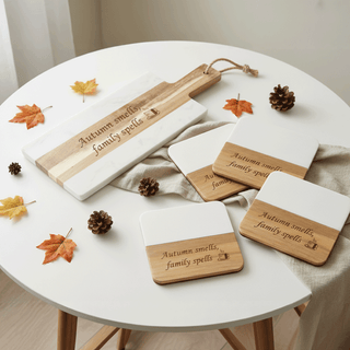 Personalized Thanksgiving Marble Serving Board & Coasters Set Engraved Gift Things Engraved
