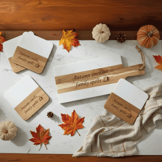 Personalized Thanksgiving Marble Serving Board & Coasters Set Engraved Gift Things Engraved
