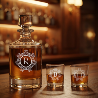 Monogram Decanter and Whiskey Glass Set