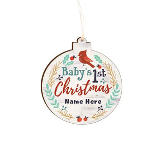 Personalized Baby's First Christmas Wood Ornament