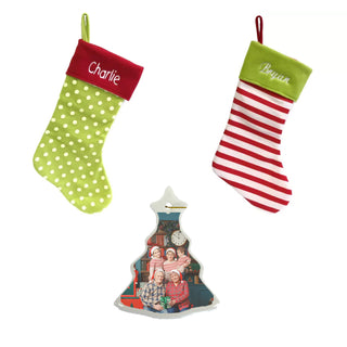 2 Stockings + 1 Photo Ornament Bundle