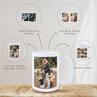 Tasse photo en céramique personnalisée | Télécharger des photos et des logos