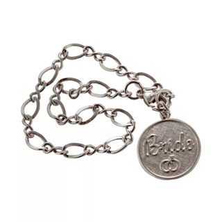 Engraved Sterling Silver Bride Bracelet with Charm