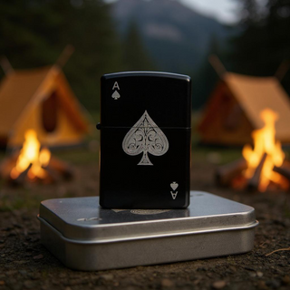 Ace of Spades Flip Top Lighter in Tin Case
