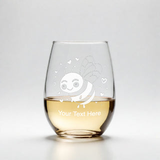 Bee Happy Stemless Wine Glass