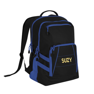 Black & Blue Large Backpack with Custom Embroidery