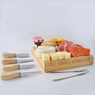 Bamboo Cheese Board Set With Serving Knives