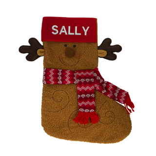 Personalized Reindeer Plush Christmas Stocking – Custom Embroidered Name Things Engraved