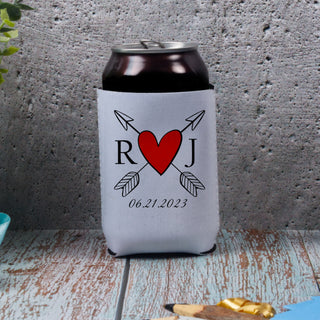 Personalized Crossed Heart Beer Cozy