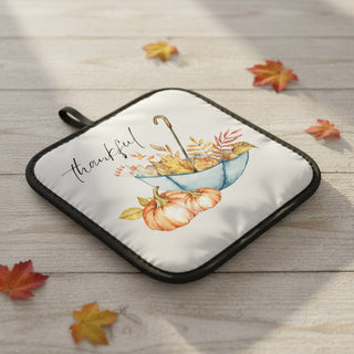 Personalized Fall Pot Holder – Custom Printed “Thankful” Autumn Kitchen Decor & Gift Things Engraved
