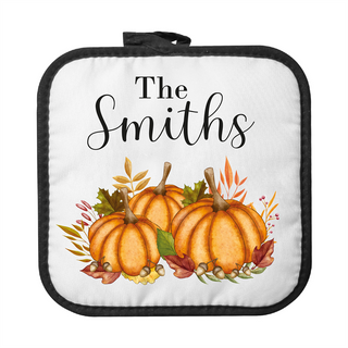 Personalized Family Name Pumpkin Fest Pot Holder – Custom Engraved Fall Kitchen & Thanksgiving Gift Things Engraved