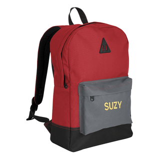 Retro Style Red Backpack with Grey Pocket