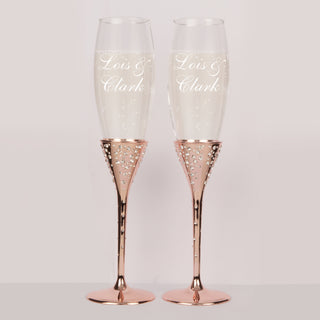 Rose Gold Champagne Flute Set