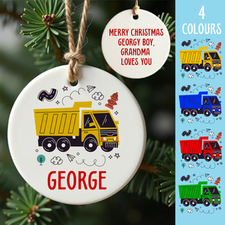 Toy Truck Custom Ceramic Round Ornament