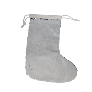 Silver Sequin Christmas Stocking White Velvet Things Engraved