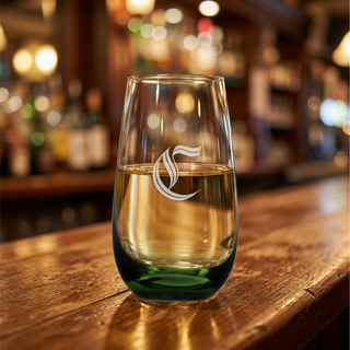 Engraved Emerald Highball Monogram Glass 17oz