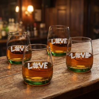 St. Patrick's Day Love Emerald Whiskey Glass Set of 4