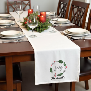 Custom Embroidered Christmas Joy Table Runner 16" x 60"