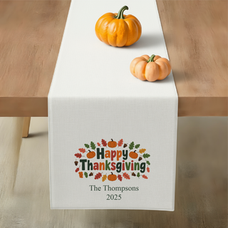 Happy Thanksgiving Table Runner – Fall Decorations & Personalized Holiday Dining Decor