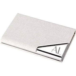 Custom Engraved Personalized White SS Leather Card Holder